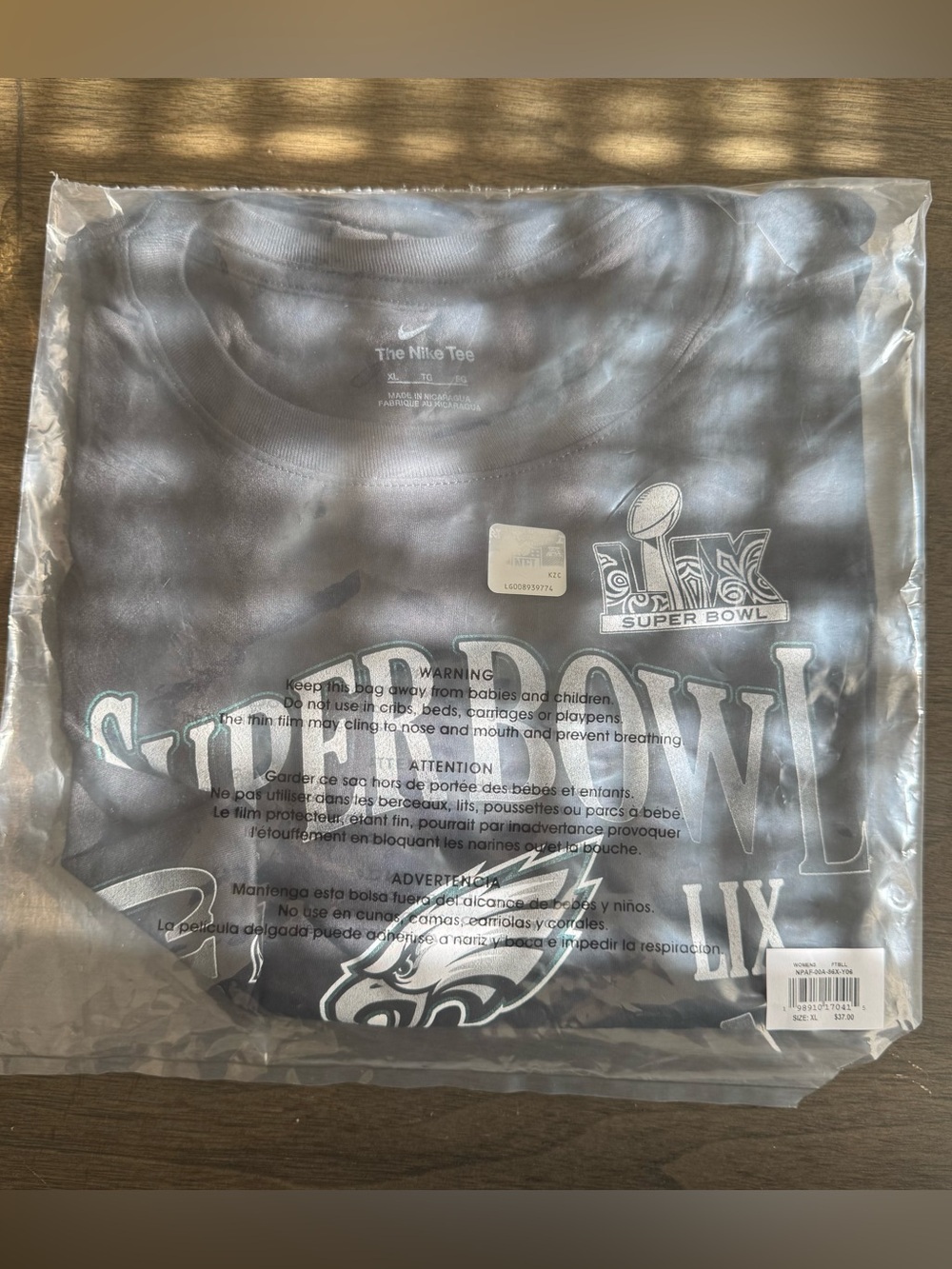Nike Philadelphia Eagles Super Bowl LIX Champions Women's T-Shirt Black XL NFL - Picture 2 of 8